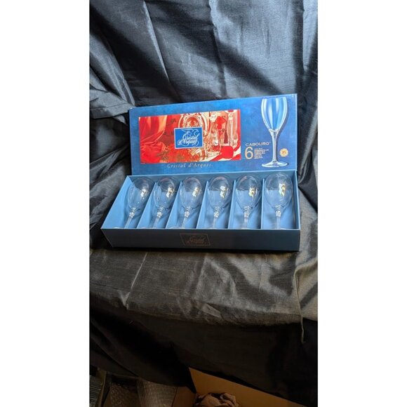 6 vintage Cristal D'arques box of six large red wine glasses 6 ounce - new - Picture 6 of 8